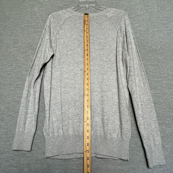 Ted Baker Cotton Cashmere Sweater Size 4 Rhinestones Preppy Holiday Classic Crew - Picture 8 of 11